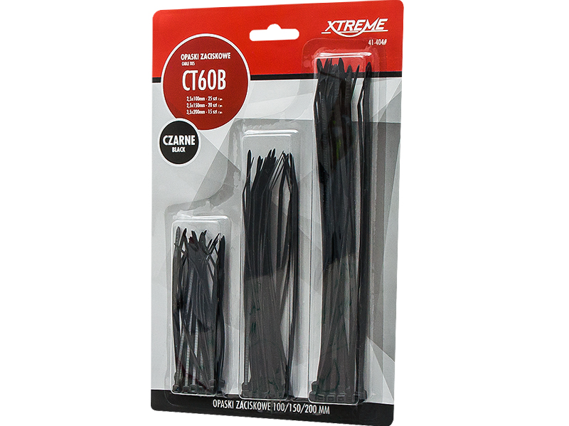BLOW CT60B kábelkötegelő készlet, 60 db, fekete, 2,5/3,5 mm 41-404-